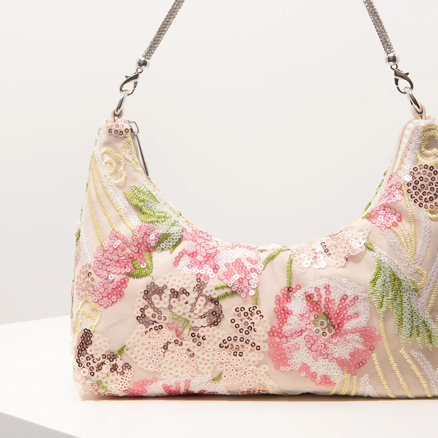 Schultertasche, Blumenmuster, Pailletten-Tasche, Stickerei, Gala-Abend, Party-Outfits, Abschlussball-Tasche, Hochzeitsartikel, Elegant, Valentinstag, Zufälliges Muster – Detail 15