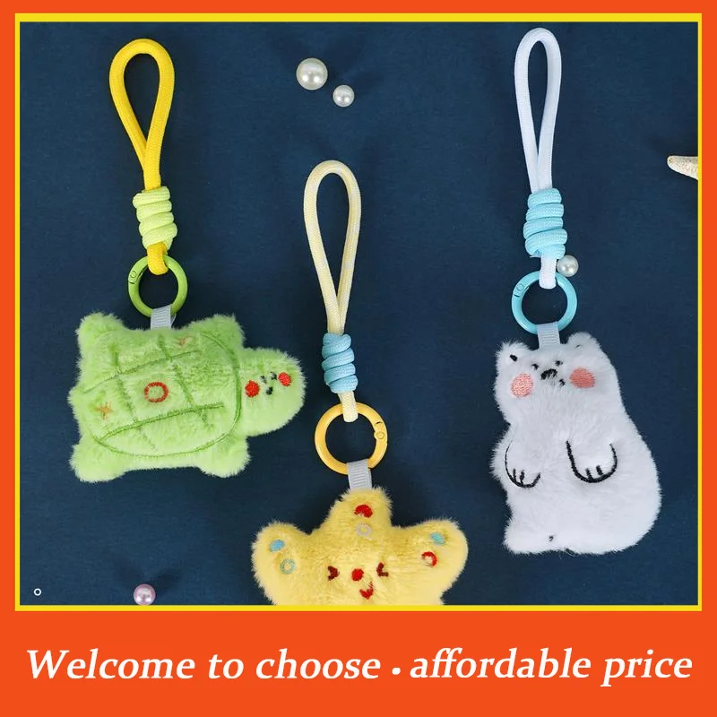 

*1pc Lanyard Bag Hanging Ornaments Backpack Charm Keyring Kids Gift Ocean Animal Plush Doll Mascot Stuffed Toys Keychain Pendant