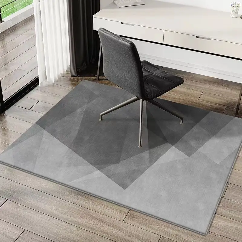 vikama-gray-geometric-square-computer-swivel-chair-mat-anti-slip-scratch-resistant-dirt-resistant-office-floor-mat-home-decor