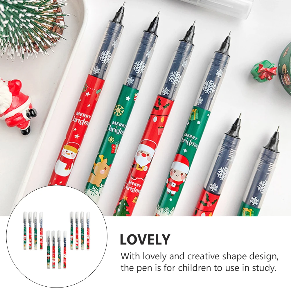 

12 Pcs Christmas Straight Liquid Neutral Pen Multicoloured Quick Dry Gel for Kids Holiday Writing Pens Plastic Student