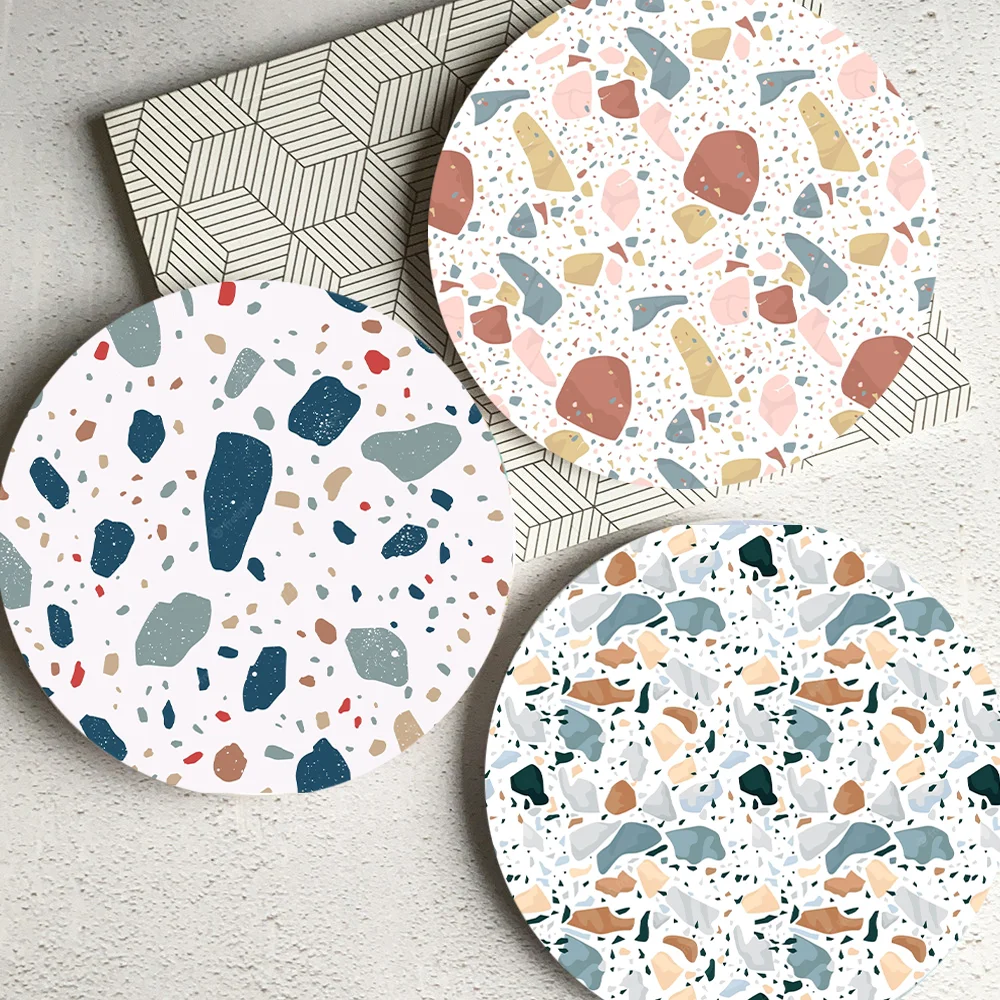 Terrazzo Marble Absorbent Coasters Housewarming Gift for Home and Kitchen Coffee Table Decor Suitable for Kinds of Cups