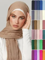 95*180CM donne musulmane increspature sciarpa Hijab Femme Musulman morbido cotone foulard islamico Hijab scialli avvolge sciarpe testa all'ingrosso