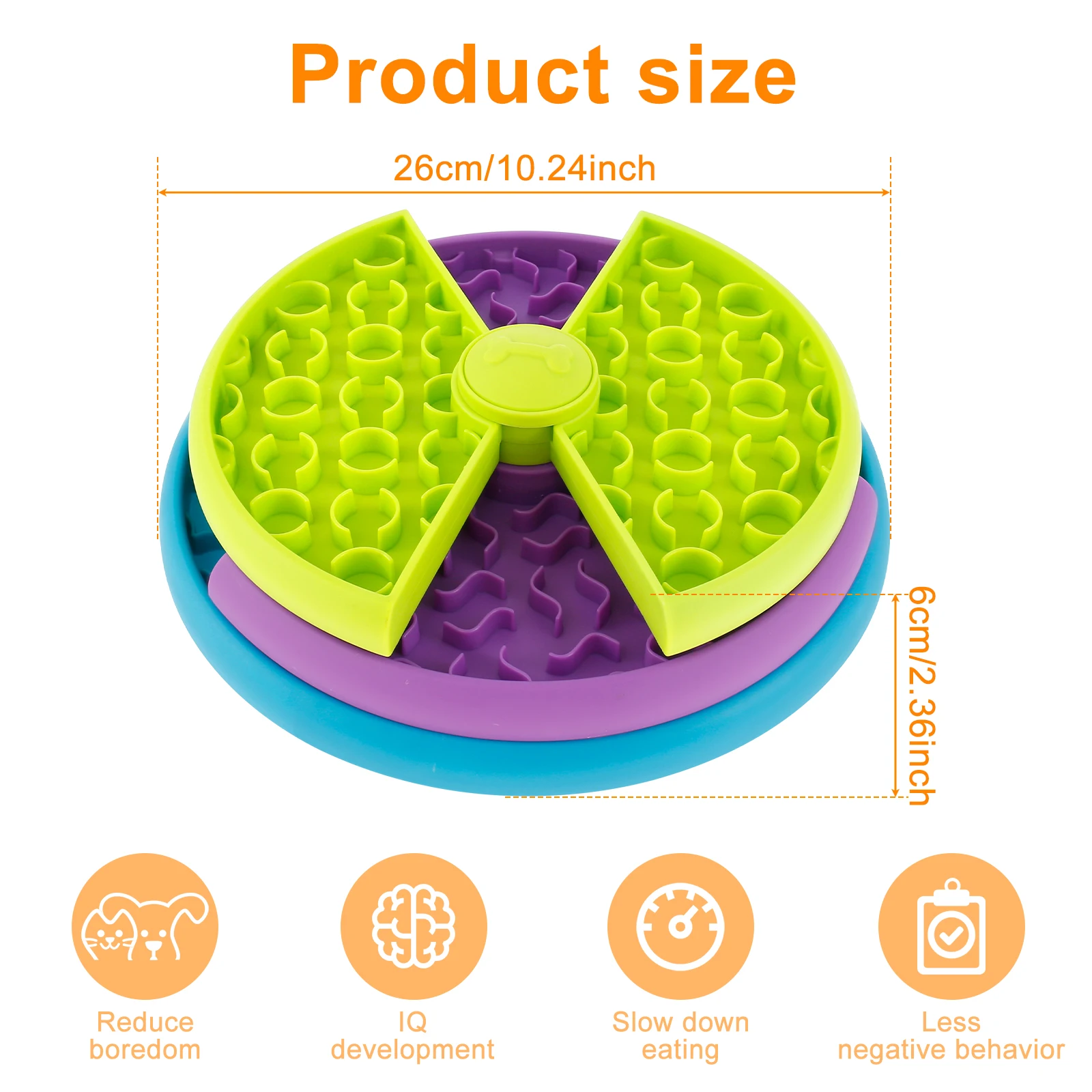 3 Layers Pet Dog Slow Feeder Bowl Spin Non Slip Puzzle Bowl Anti-Gulping Pet Slower Food Feeding Dishes Dog Bowl for Medium Smal