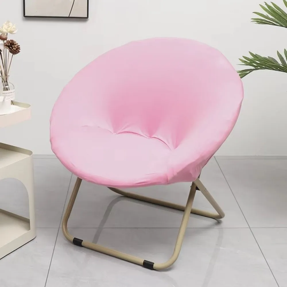 Simple PU Saucer Chair Cover Elastic Anti-slip Camping Seat Cover Solid Color Round Lazy Recliner Slipcover Fit Outdoor Chair