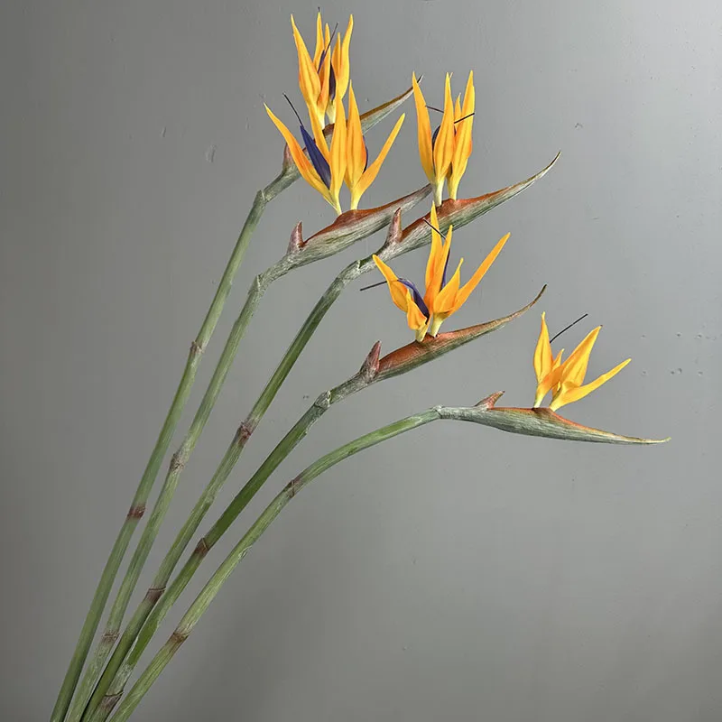 4 Stück Simulationsblumen 97cm PU Paradiesvogelzweig Künstliche Blume Einkaufszentrum Dekoration Künstliche Gelbe Paradiesvögel – Detail 4