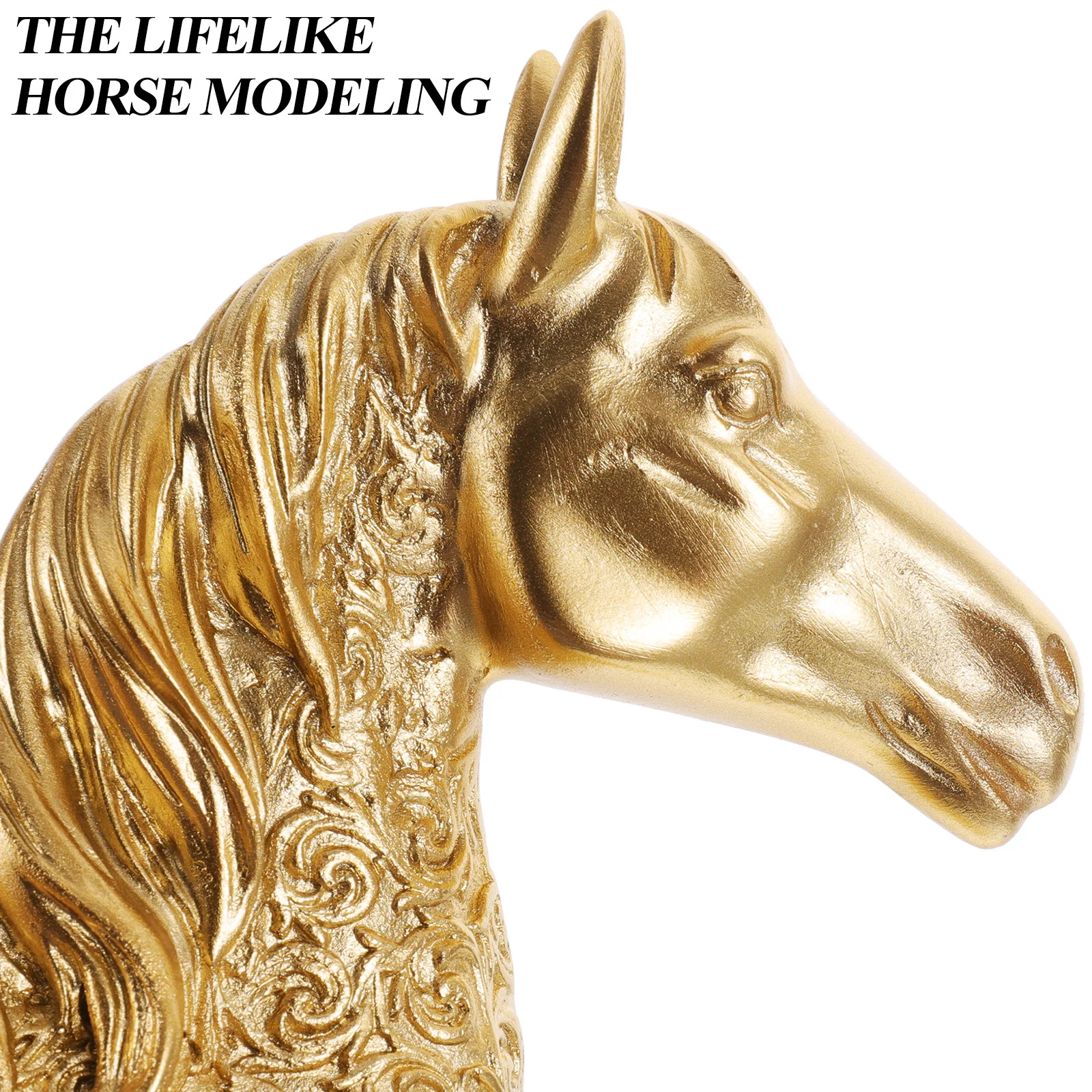 

Resin Standing Horse Statue Decor Gold Plated Warrior Horse Sculpture for Home Office Desk Shelf Interior Design Modern