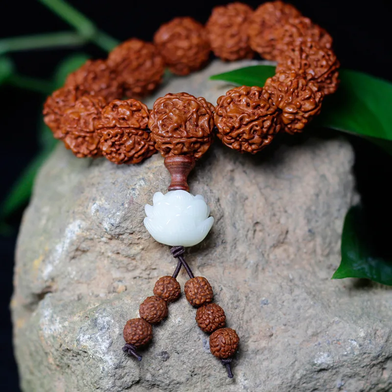 

Live Gifts Five Faces Rudraksha Lotus Bracelet Men and Women Collectables-Autograph Rosary Plate Beads Bracelet Scenic Spot Supp