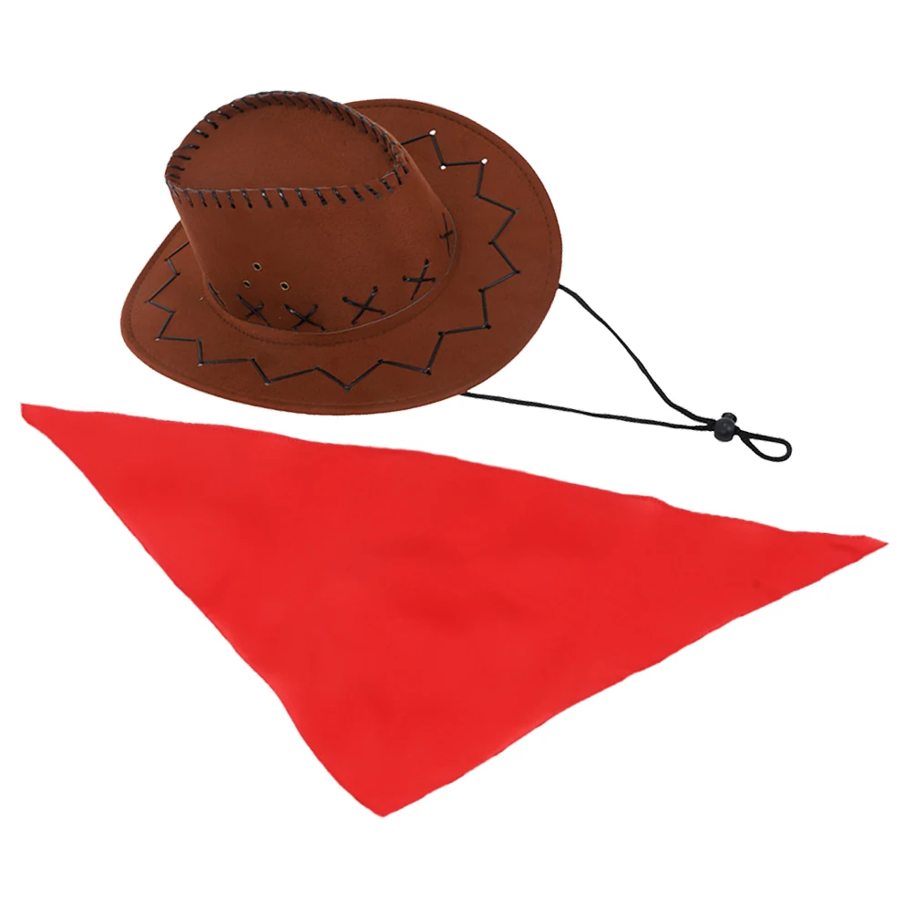 

1 set 1 Set Western Cowboy Costume Outfit For Kids Includes Cowgirl Hat Triangle Bandana Durable Toddler Carnival Party Cosplay