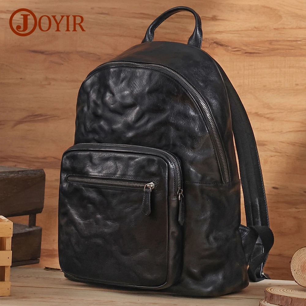 JOYIR Men Backpack Genuine Leather School Backpack Bag Fashion Travel Bag Casual Cowhide Backpack Book Bag Daypack Male