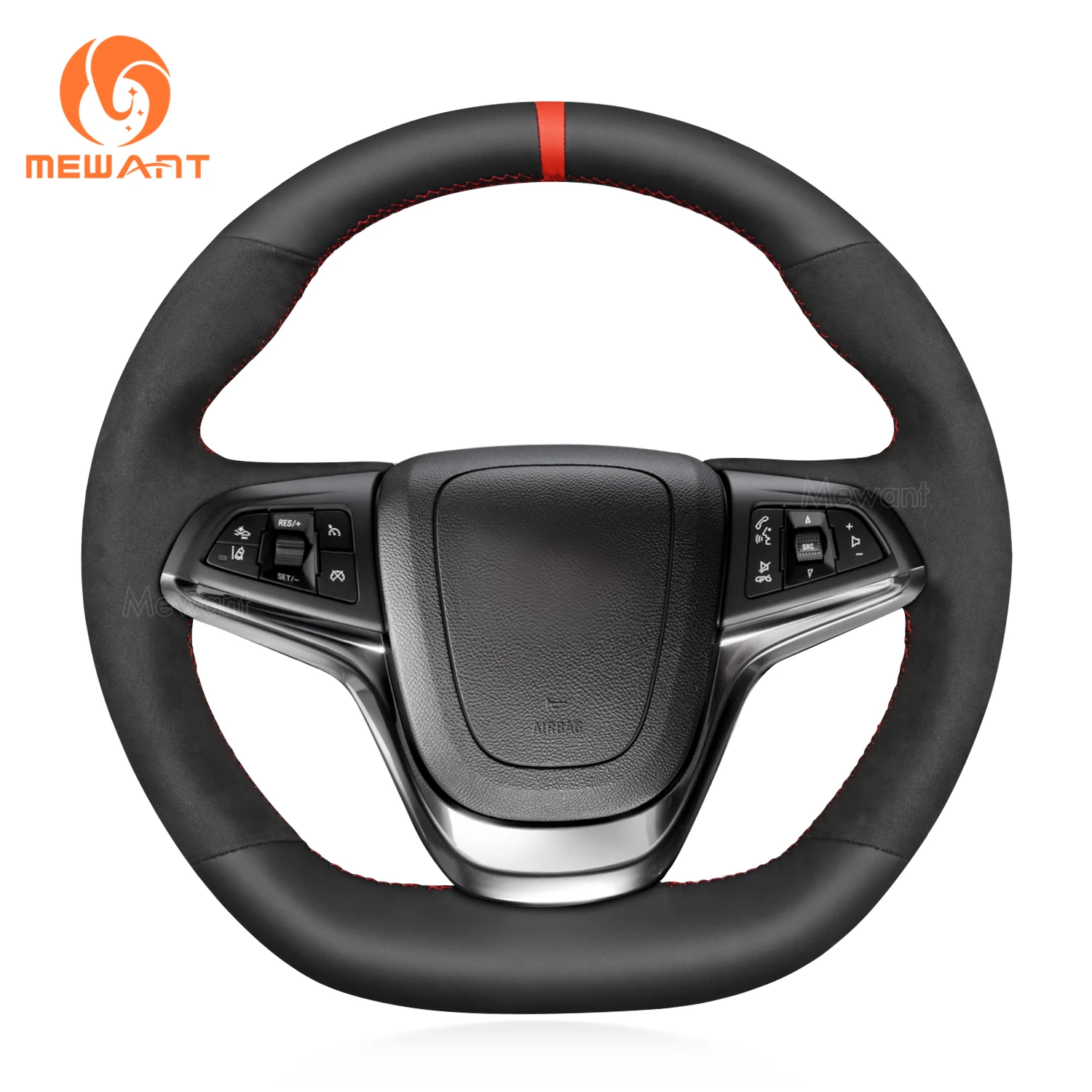 MEWANT Black Leather Suede Car Steering Wheel Cover for Chevrolet SS for Holden Calais Caprice Commodore (SS) Ute (SS)