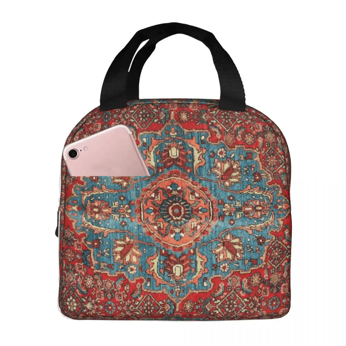Bidjar Antique Kurdish Northwest Persian Rug Thermal Insulated Lunch Bags Portable Lunch Containerfor Multifunction Food Box