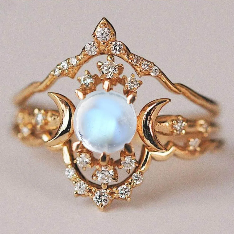Southeast Asia Hot Sale S925 Silver Natural Water Grass Agate Moonstone Opal Gemstone Ring Handmade Fine Jewelry Wholesale