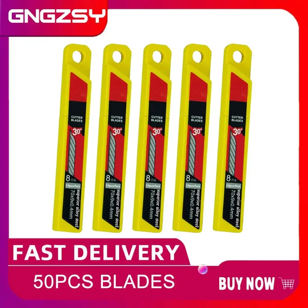 

50pcs Art Blades 30 Degree Trimmer Sculpture Office Alloy Steel Replaceable Paper Vinyl Sticker DIY Cutting Utility Knife 5E03