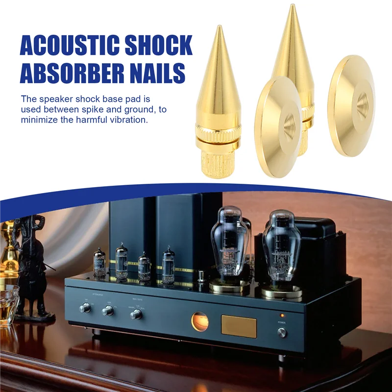 

A25P 16 Pairs 6 X 36Mm Copper Speaker Spike Isolation Stand + Base Pad Feet Mat Speaker Isolation Speaker Isolation Pads