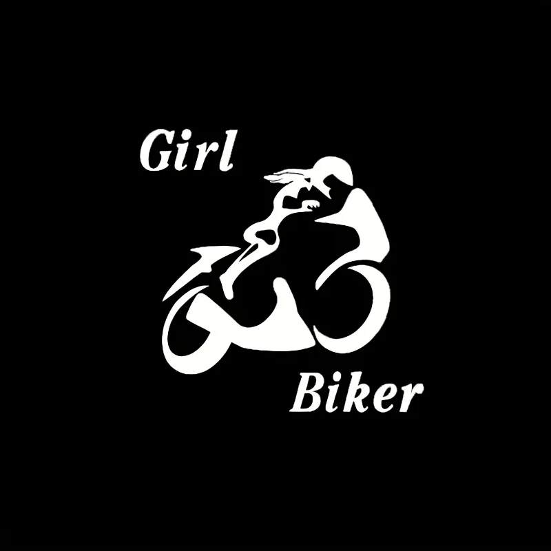 1PC Girl Biker Silhouette Motorcycle Sticker Set, Waterproof Vinyl Decals Black & White for Bike Auto DIY Exterior Decor