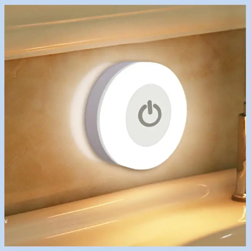 

MLGB-LED Touch Sensor Night Lights 3 Modes Magnetic Base Wall Light USB Rechargeable Round Portable Dimming Soft Light