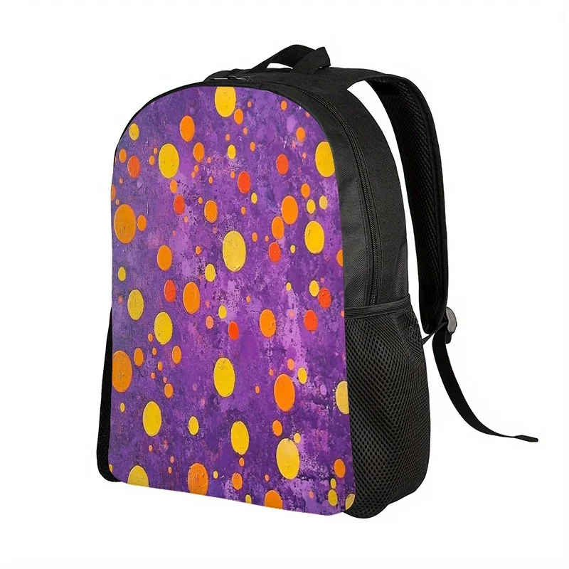 

2D Flat Print Backpack, Halloween Backpack - Spacious, lightweight polka dot pattern closure bag for school, travel, camping