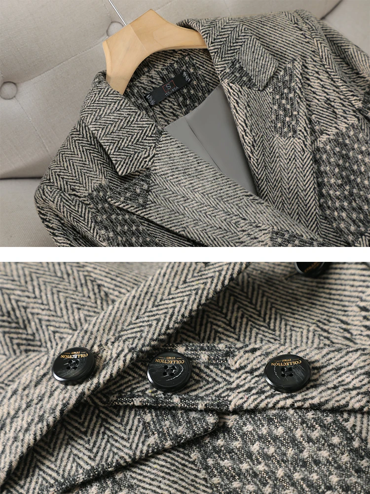 Fashion Autumn Winter Gray Women Casual Blazer Ladies Female Jacket Coat
