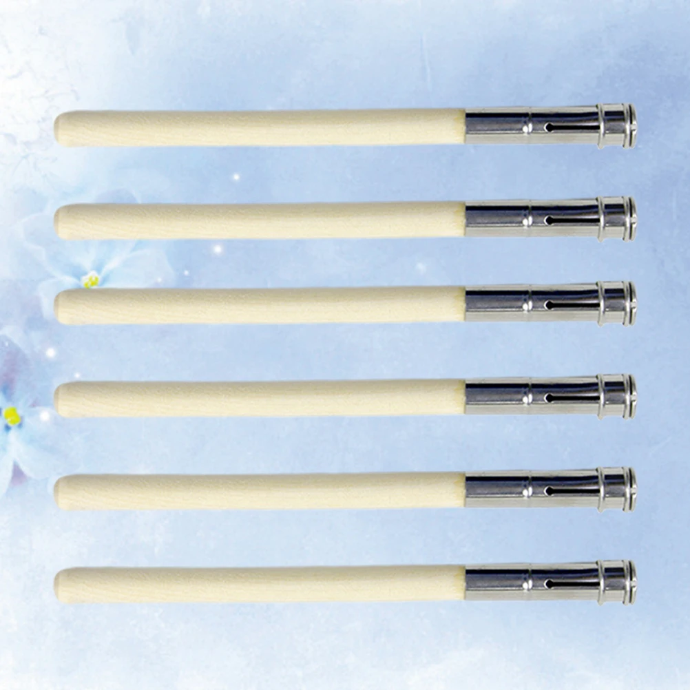 

6Pcs Pencil Extender Wood Handle Metal Clamp Drawing Art Extension Holder for Students Office Teachers