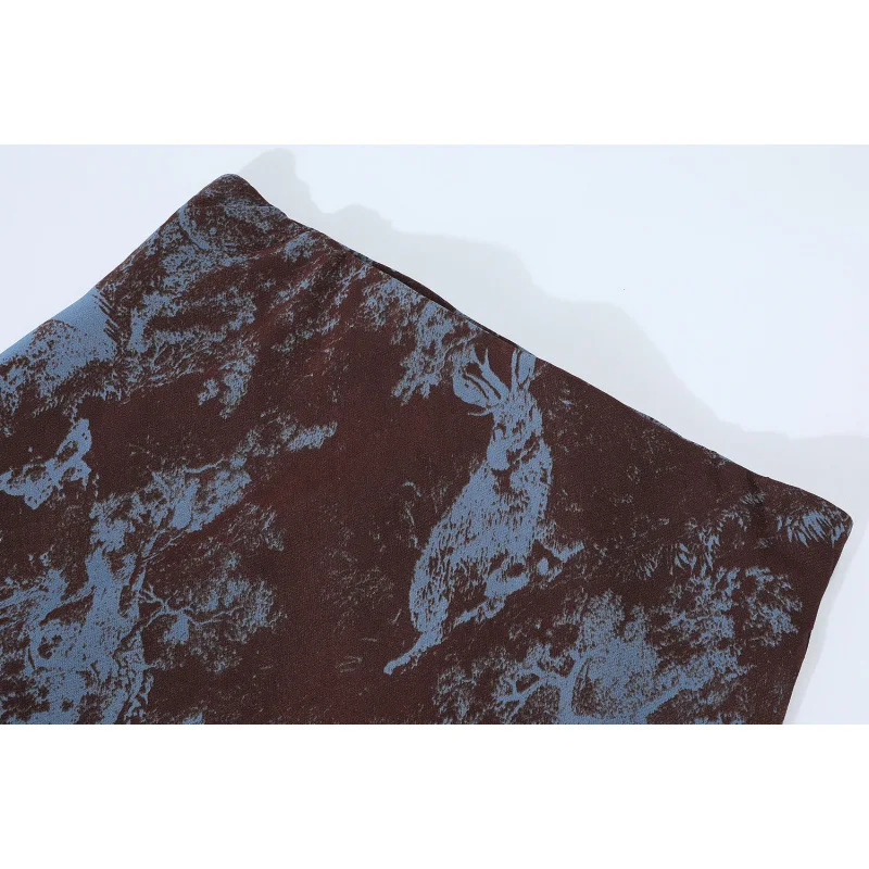 Half length skirt 2026 summer blend print thin cut oblique fish tail half length skirt for women