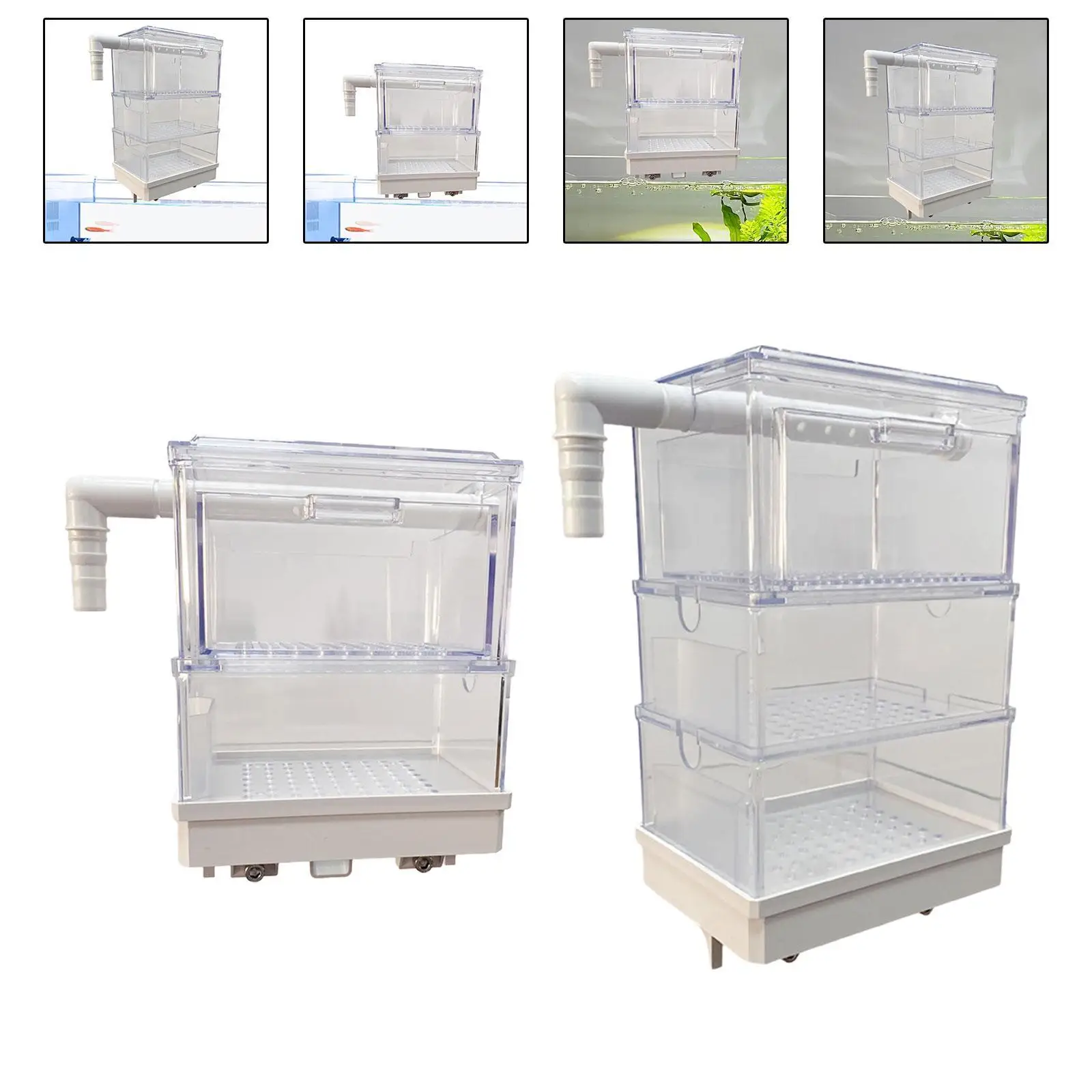 

Aquarium Hang on Filter Box Overflow Pipe Filter External Accessory Transparent Multi Layer Drip Flow Box for Small Fish Tank