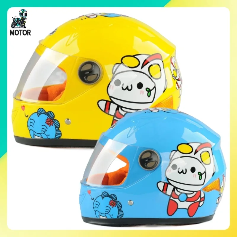 

Cute Cartoon Kids Children Helmet Motocross Full Face Helmet Motorcycle Kid Helmets Cycling Child Moto Safety Headpiece 48-54Cm