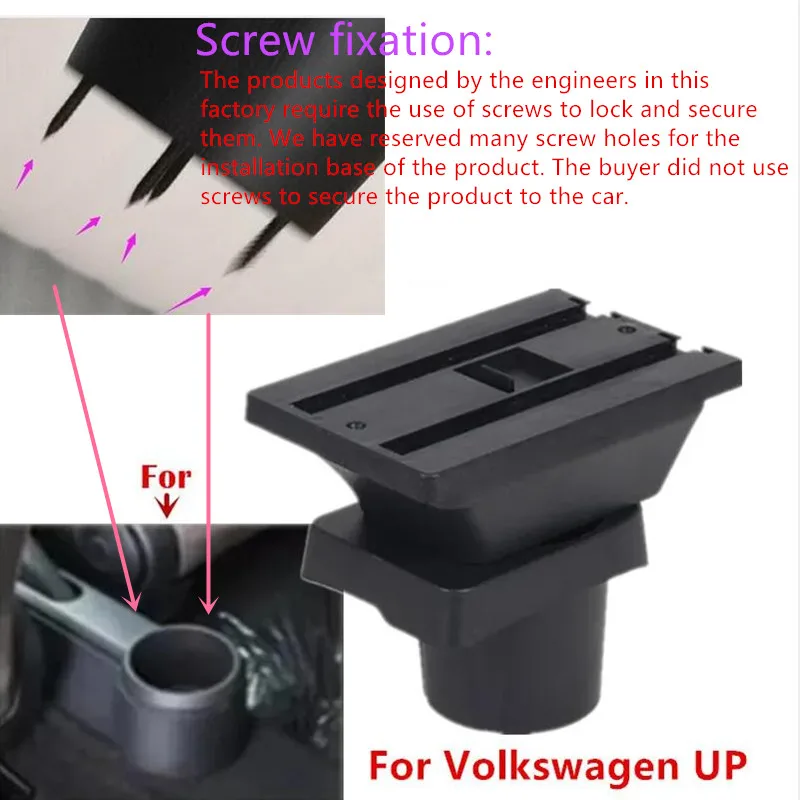 For Volkswagen UP Armrest Box For Skoda Citigo VW UP Seat Mii Car Armrest Console Storage Box Dedicated Retrofit Car Accessories