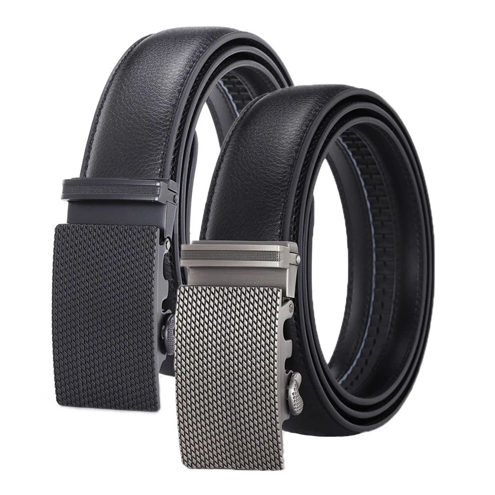 

New in Men's Belts Black Silver Metal Automatic Buckle Fashion Business Classic Leisure Hight Quality Leather Jeans Waistband