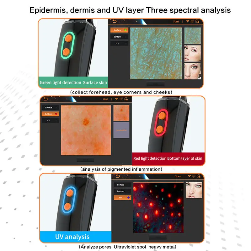 جهاز اختبار الجلد، تحليل الوجه، جهاز اختبار الرطوبة الذكي AI، صالون تجميل البشرة