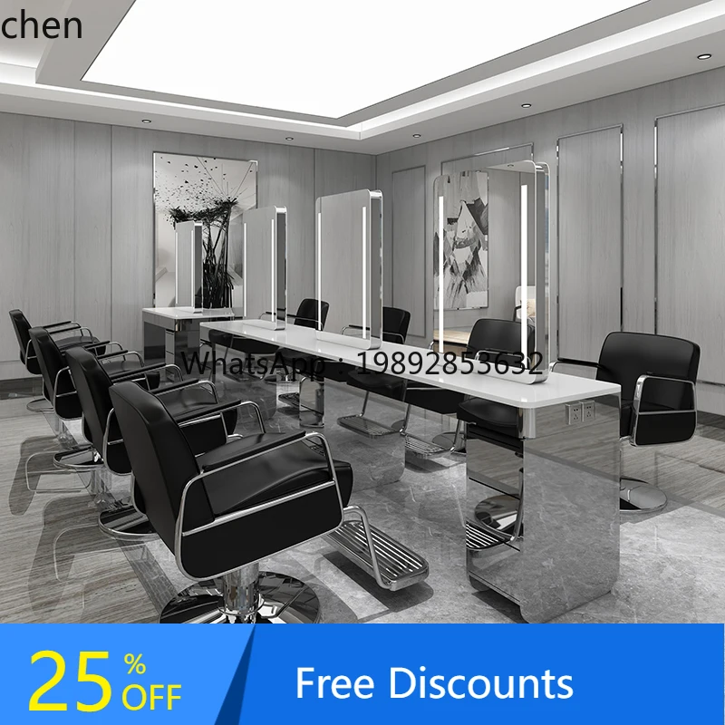 

LYY barber shop with cabinet single double-sided mirror table simple perm and dye mirror