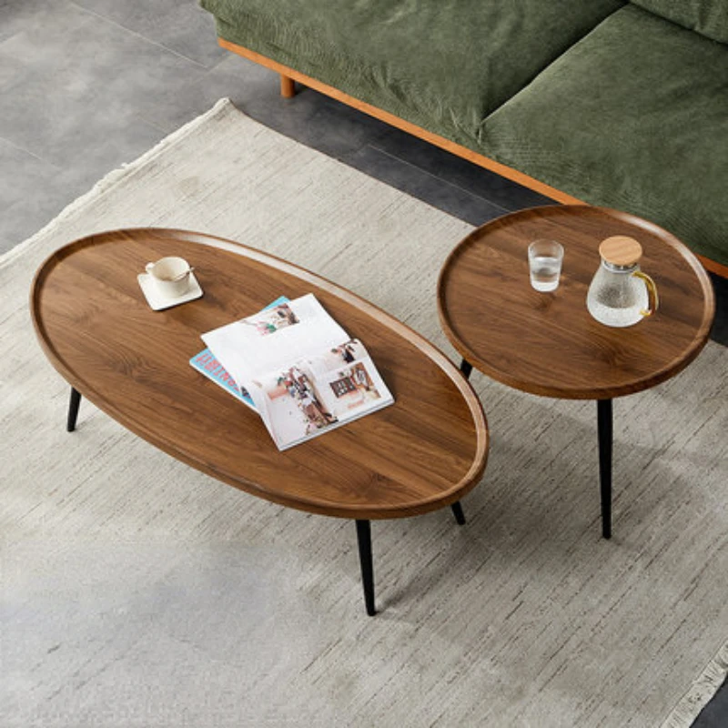 Simple Modern Nordic Wood Coffee Table Home Living Room Small Sofa Bedside Table Creative Round Tea Table Set Home Furniture