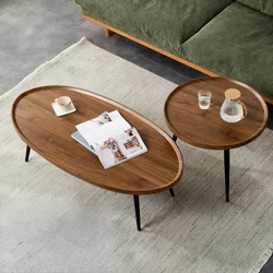 Simple Modern Nordic Wood Coffee Table Home Living Room Small Sofa Bedside Table Creative Round Tea Table Set Home Furniture