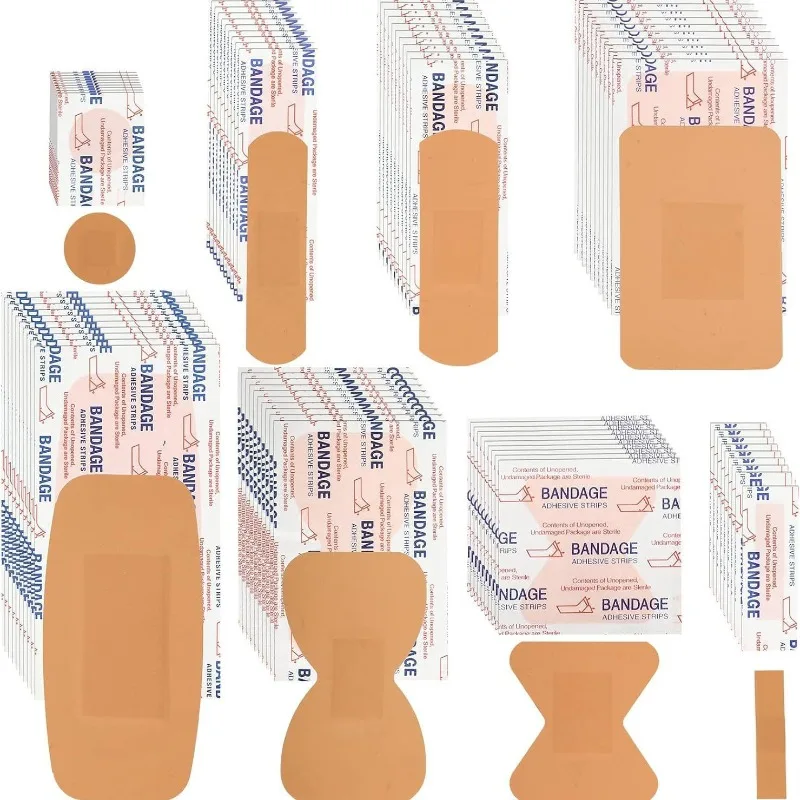 50pcs Fingertip Bandages, Assorted Sizes & Flexible, PE Fabric, Adhesive for Spot Wound Care,First Aid,Water Resistant, Home Kit