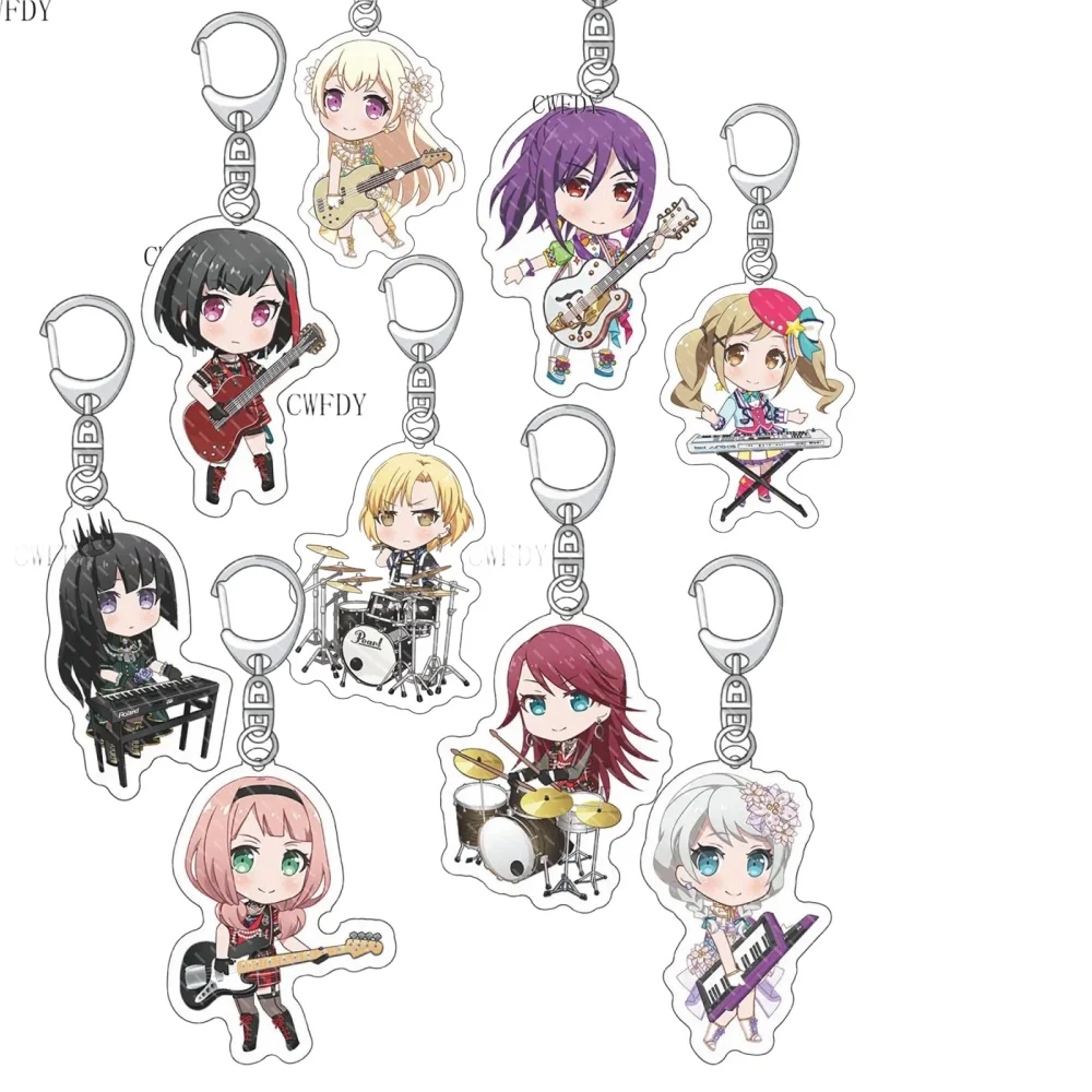 Hot Anime Acrylic Keychain BanG Dream Q Edition Cartoon Figure Series Keychain For Gift