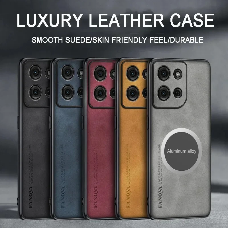 Sheepskin Leather Car Magentic Mount Phone Case for MOTO Edge 70 60 50 40 Neo Pro Ultra Fusion G86 Power TPU PU Protect Cover