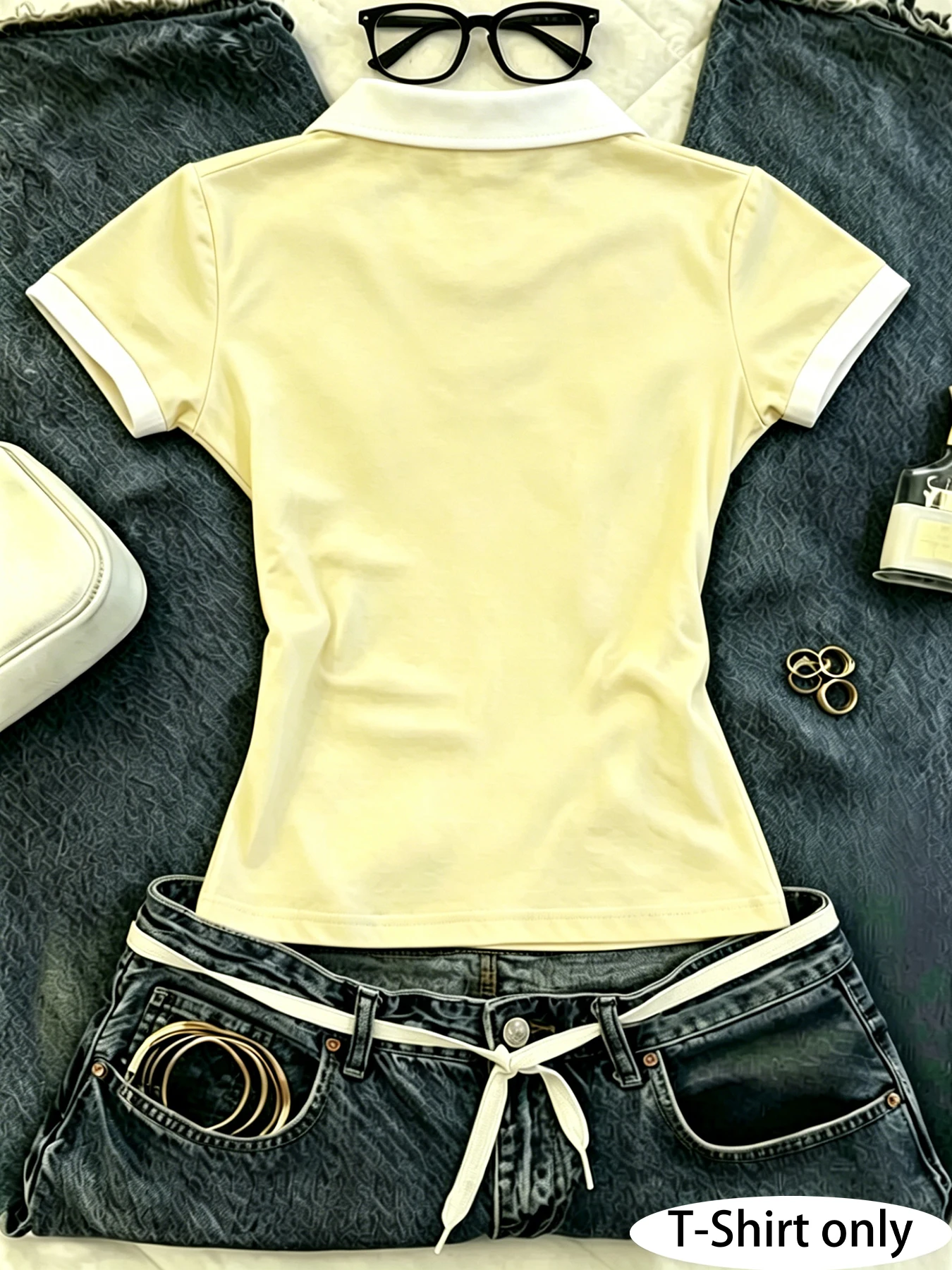 Neues Damen-Poloshirt mit Farbblockierung, vielseitigem Reverskragen und kurzen Ärmeln – Detail 13