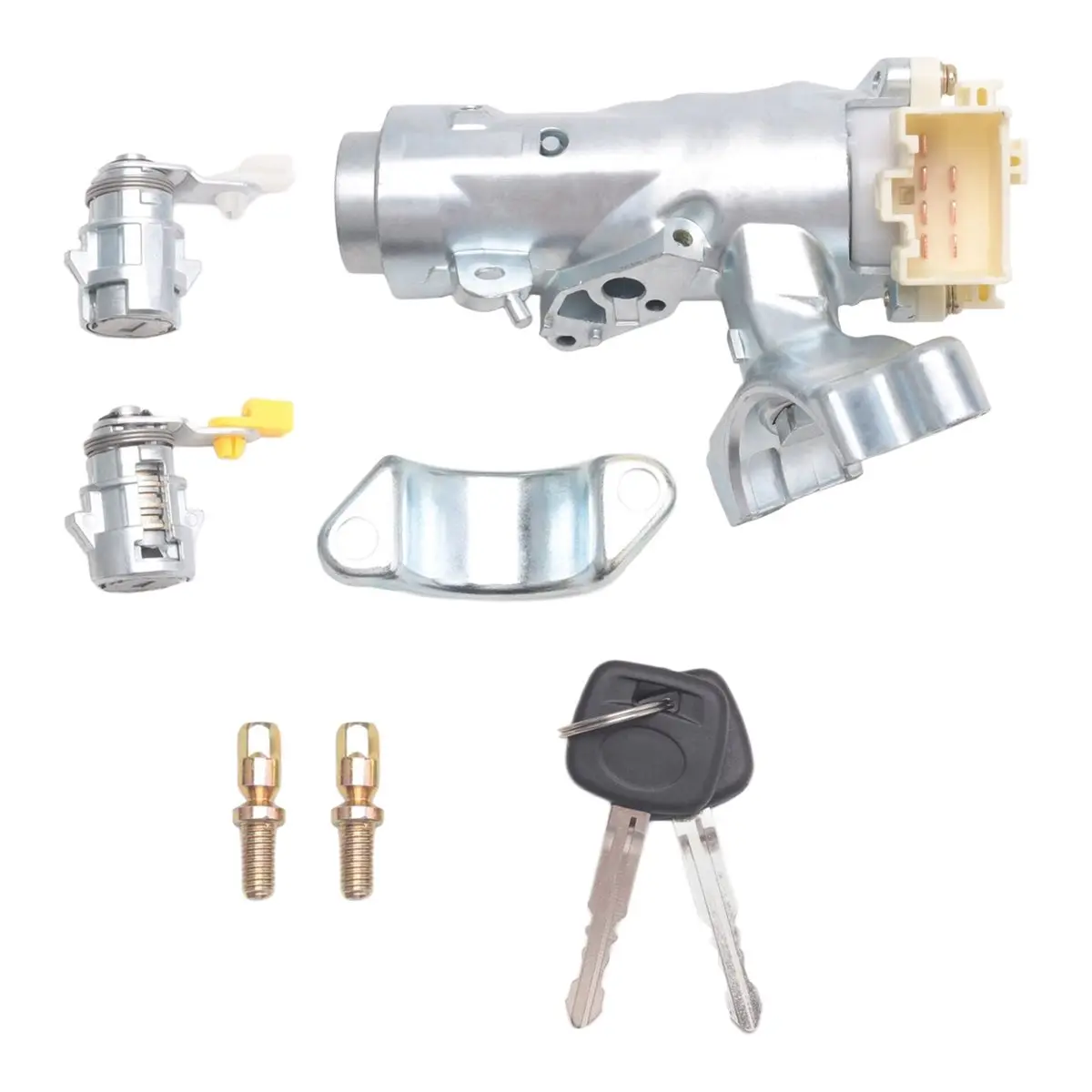 B09A Ignition Lock Core Ignition Switch Steering Barrel Lock + Door Lock with 2 Keys Set for Toyota Hilux 1997-2005