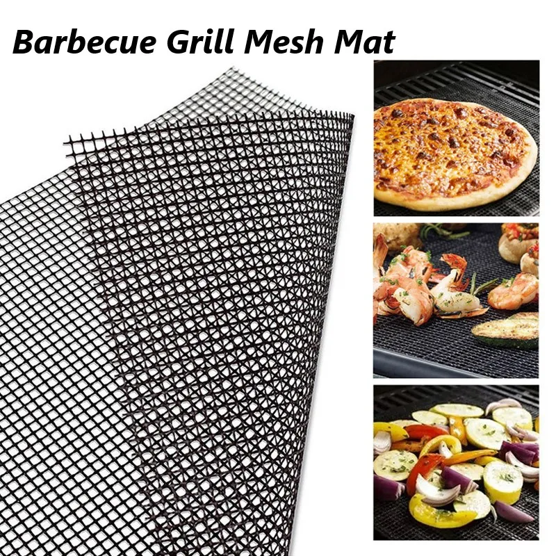 Non-stick Barbecue Mesh Mat Reusable Heat Resistance BBQ Baking Net Pad Kitchen Cooking Smoker BBQ Mat Liner Accessorie BBQ Tool