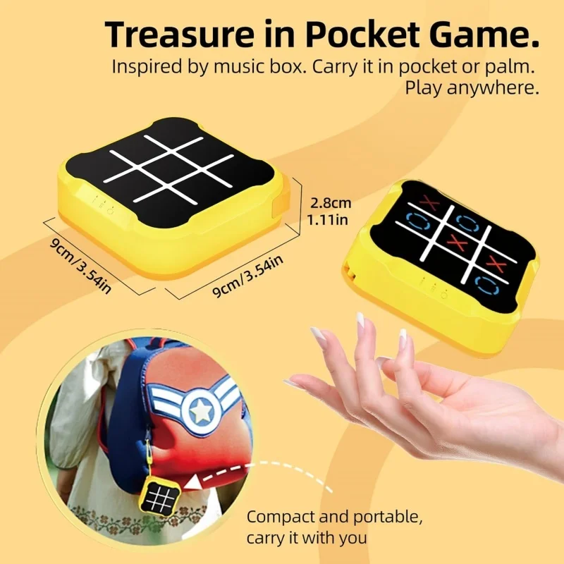 Tablero portátil de mano, juego de interior, juguete clásico con yema del dedo, juego de mesa, tablero electrónico multifuncional con punta de Tic-Tac