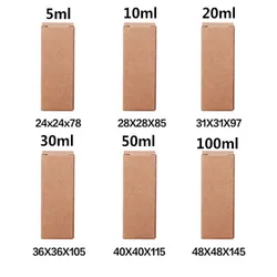 100 Stks/partij 10Ml Tot 100Ml 18Mm Rubber Hoofd Druppelaar Etherische Olie Fles Verpakking Box Cosmetica Kraft Karton witte Doos Zwarte Doos