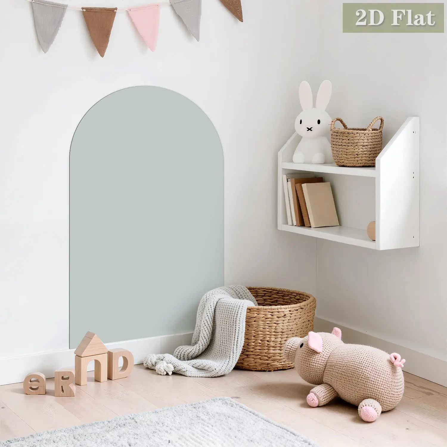 1 Stück gewölbter magnetischer Whiteboard-Wandaufkleber, einfaches gebogenes hellgrau-grünes Muster, leicht zu entfernendes Graffiti, Heimdekoration