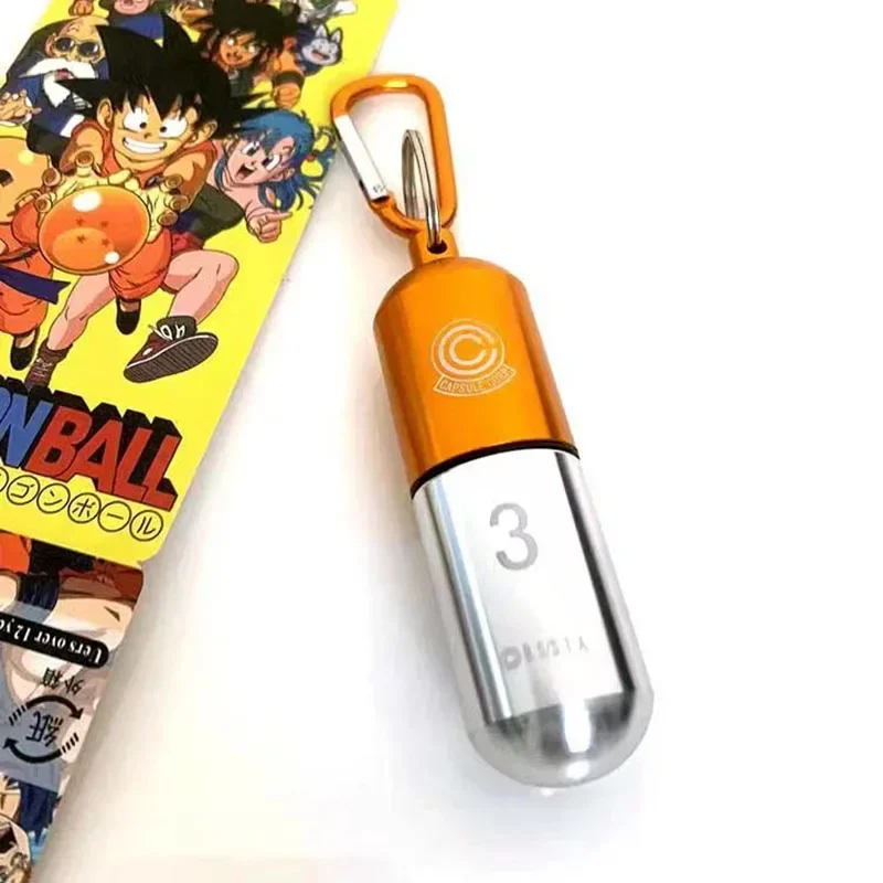 Dragon Ball Aluminum Alloy Keychain Toy Bulma Capsule Creative Keyring Portable Pill Box Container Pendant Doll Birthday Gifts