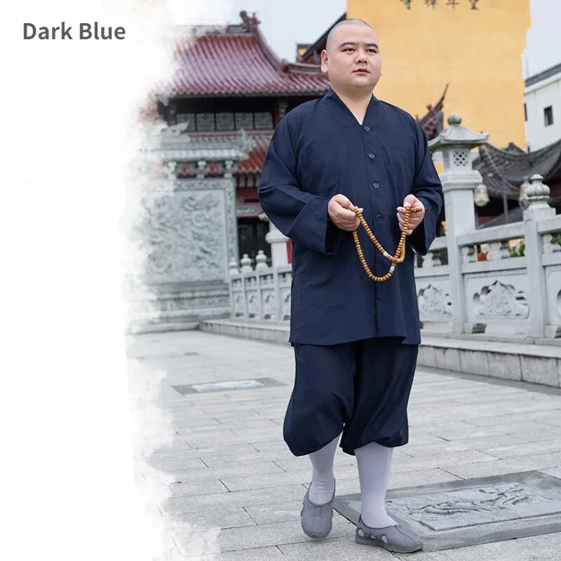 الصيف الراهب رداء الغزل تنفس البوذية الراهب الملابس بلوزات وسراويل للبالغين الرجال التقليدية الصين Hombre معبد شاولين روبا