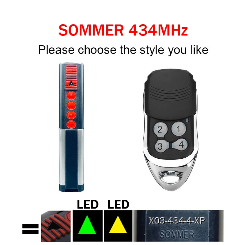 Imagem -02 - Transmissor Abridor de Porta de Garagem Sommer 4014 Tx034342 4022 Tx02-434-2 4013 Tx03-434-4-xp 434mhz Controles de Porta de Garagem