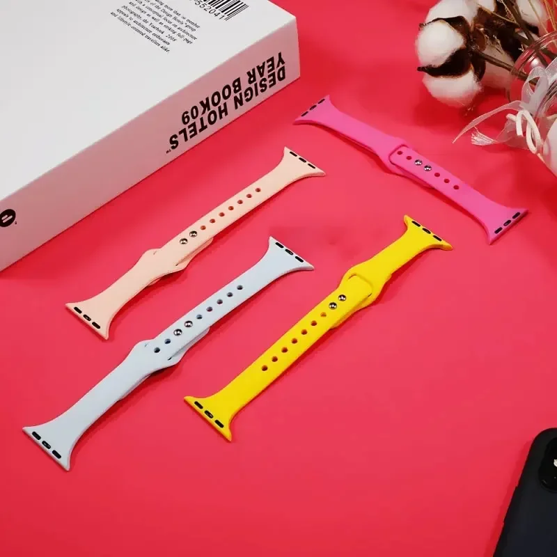 Schlankes schmales Armband für Apple Watch Ultra 49mm 41mm 40mm 42mm 44mm 45mm Band Sport Silikon Armband iwatch Serie 9 8 7 6 5 4 3 se
