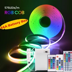 5V AA Battery RGB COB LED Strip Light Smart Bluetooth Dimmable Color Changing Flexible Tape Ribbon TV BackLight 17/24/44Key