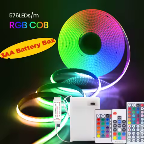 5V AA Battery RGB COB LED Strip Light Smart Bluetooth Dimmable&nbsp;Color Changing Flexible Tape Ribbon TV BackLight 17/24/44Key