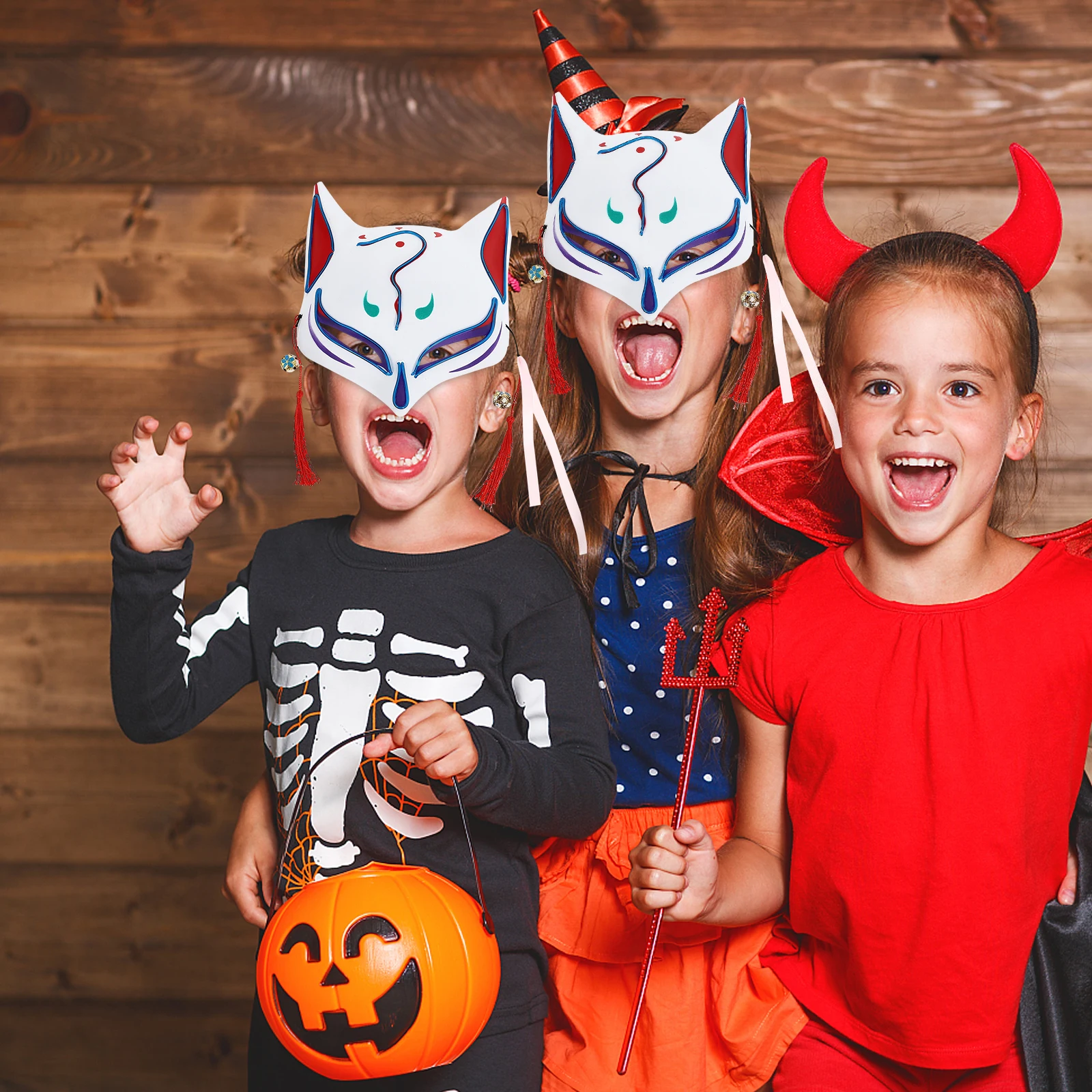 

Halloween Mask Fox Glow in The Dark Luminous Shine Led Lighted for Party Blue Masquerade Prop Child