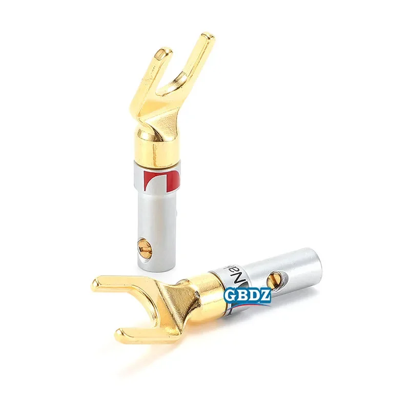 

Middle channel pure copper gold-plated banana plug welding free U-shaped audio speaker speaker cable power amplifier connector