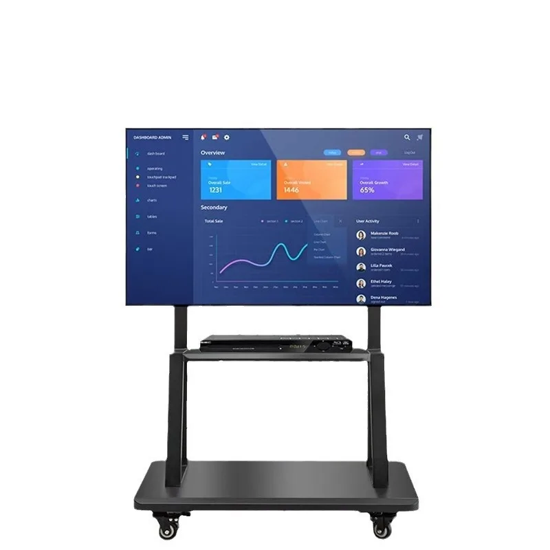 

Movable TV stand floor pulley cart
